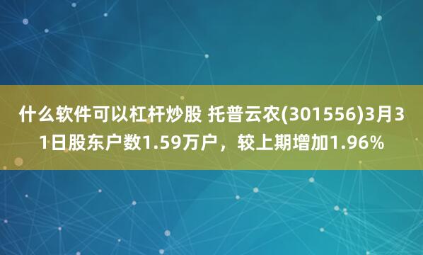 什么软件可以杠杆炒股 托普云农(301556)3月31日股东户数1.59万户，较上期增加1.96%