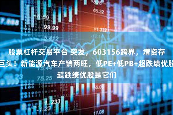 股票杠杆交易平台 突发，603156跨界，增资存储芯片巨头！新能源汽车产销两旺，低PE+低PB+超跌绩优股是它们